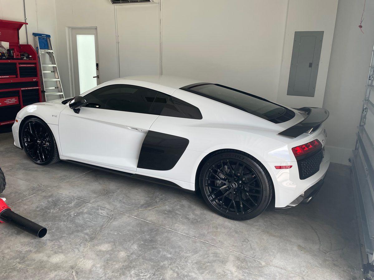 Audi R8 V10 with best-in-class ceramic window tint for Florida heat rejection