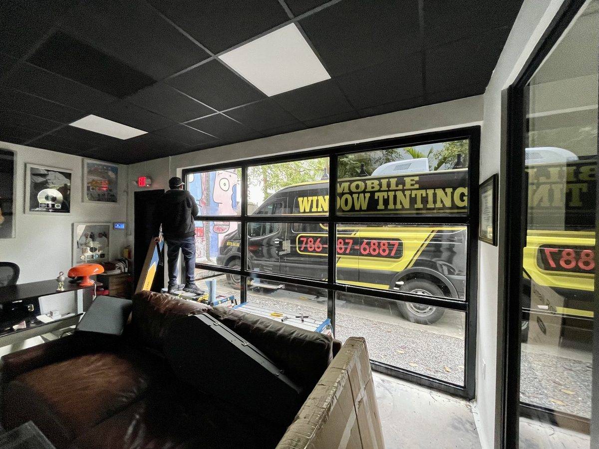 Commercial building with window tinting