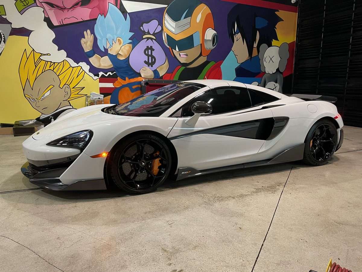 McLaren 600LT with ceramic window tint during cure period in South Florida