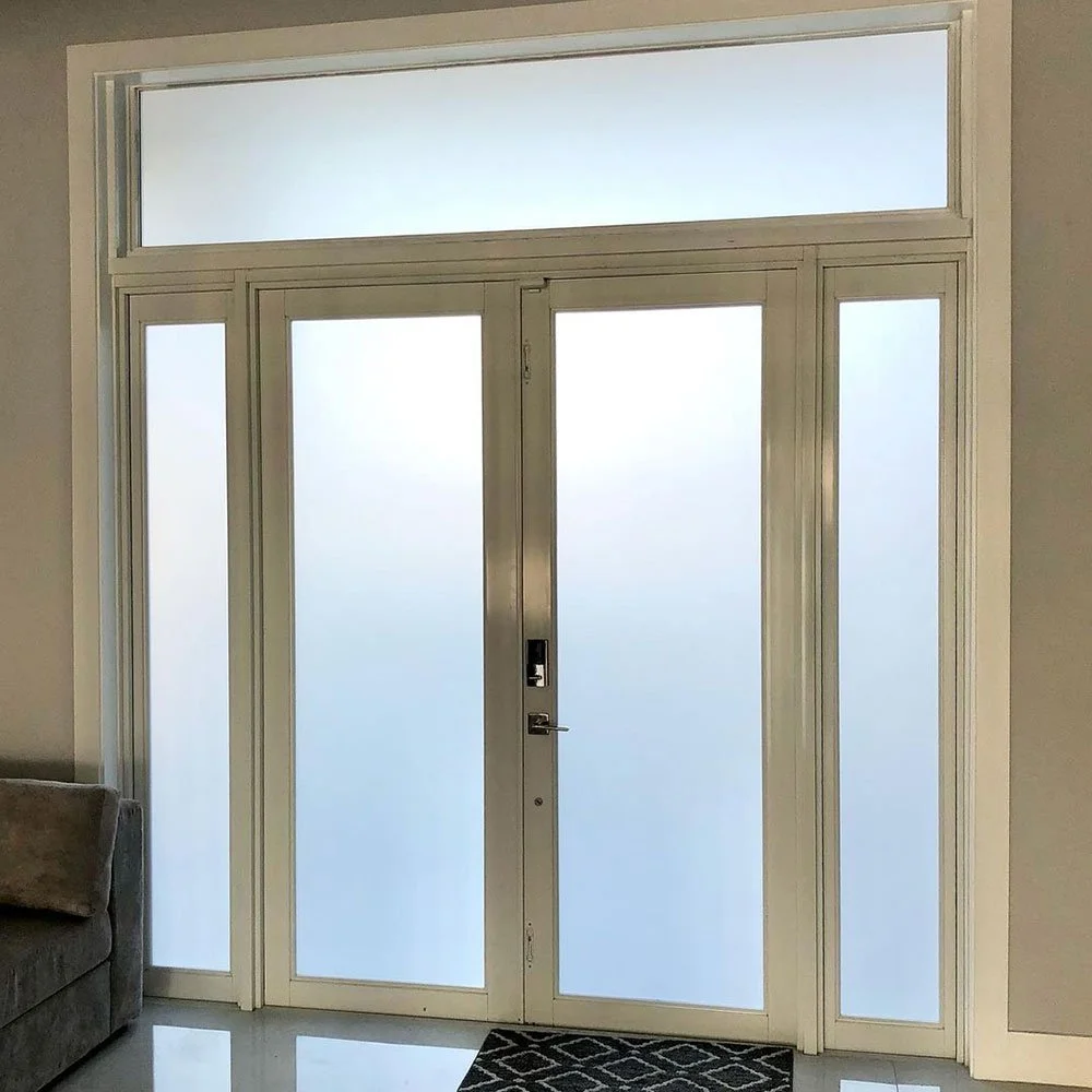 Frosted privacy window film on home